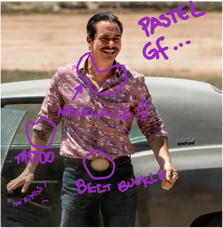 Lalo coming out of his car.